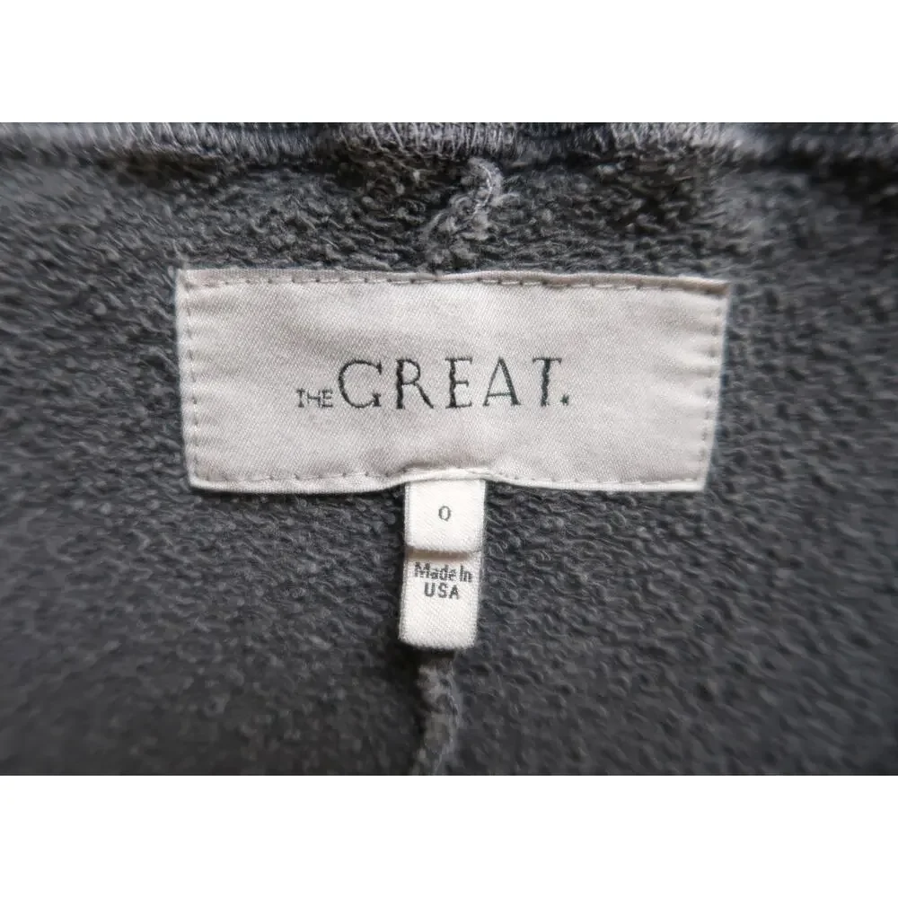 THE GREAT The Wide Leg Cropped Sweatpant Lounge Washed Black Shopbop 0 XS $195 - Picture 4 of 11